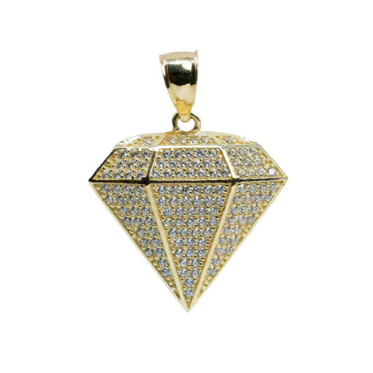 A bold men’s pendant, the Small Diamond-Shaped Pendant in 10K Gold with CZ features dazzling stones set in lustrous gold for a striking, refined style.