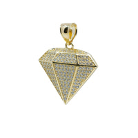 The Small Diamond-Shaped Pendant in 10K Gold with CZ is a geometric men's gold pendant, featuring a diamond shape and sparkling cubic zirconia stones—an eye-catching accessory perfect for any look.