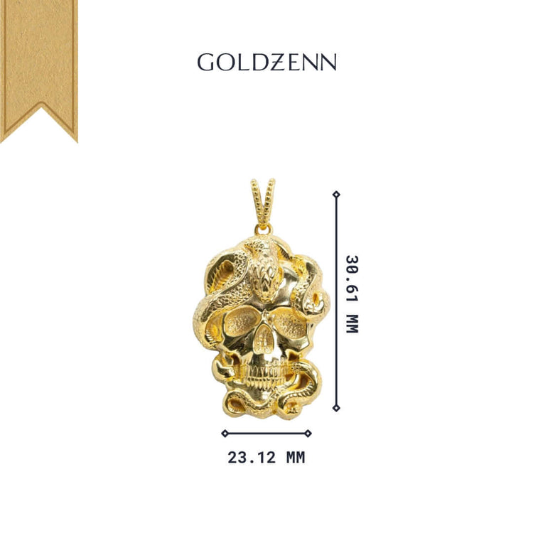 Make a bold statement with the Snake Skull Pendant – 14K Gold Men Pendant, crafted from 14K gold and featuring detailed size and measurements for a perfect fit.