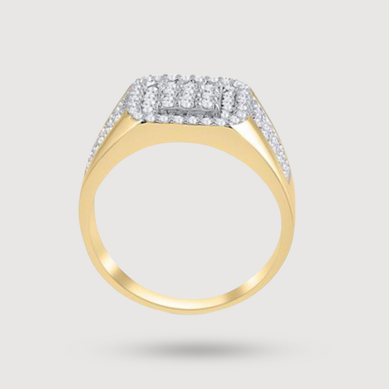 Square 1-1/4ctw Diamond Cluster Ring - 14k Yellow Gold