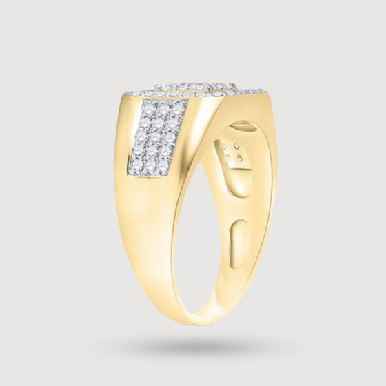 Square 1-1/4ctw Diamond Cluster Ring - 14k Yellow Gold