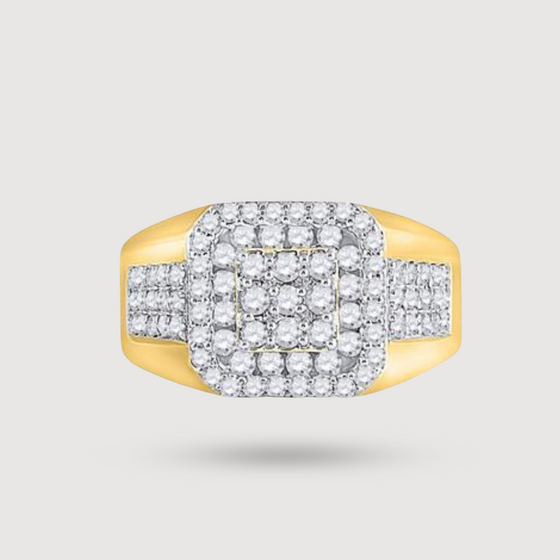 Square 1-1/4ctw Diamond Cluster Ring - 14k Yellow Gold