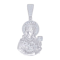 Inspired by faith, the Moissanite St. Barbara Charm Pendant features a saint with a goblet, sparkling gems, and detailed patterns—all crafted in 925 sterling silver.