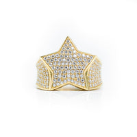 The Star Men's Ring - 14k Gold features a bold star design set with sparkling diamonds on the star and band, shown against a white background—a standout pick among men's rings.