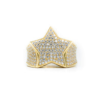 The Star Men's Ring - 14k Gold features a bold star design set with sparkling diamonds, making it a standout piece for men's gold ring collections. Shown on a white background.