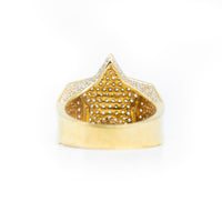 The Star Men's Ring - 14k Gold features a standout star design with small clear stones on the upper surface, band at the bottom in a side view, and shines against a white background.
