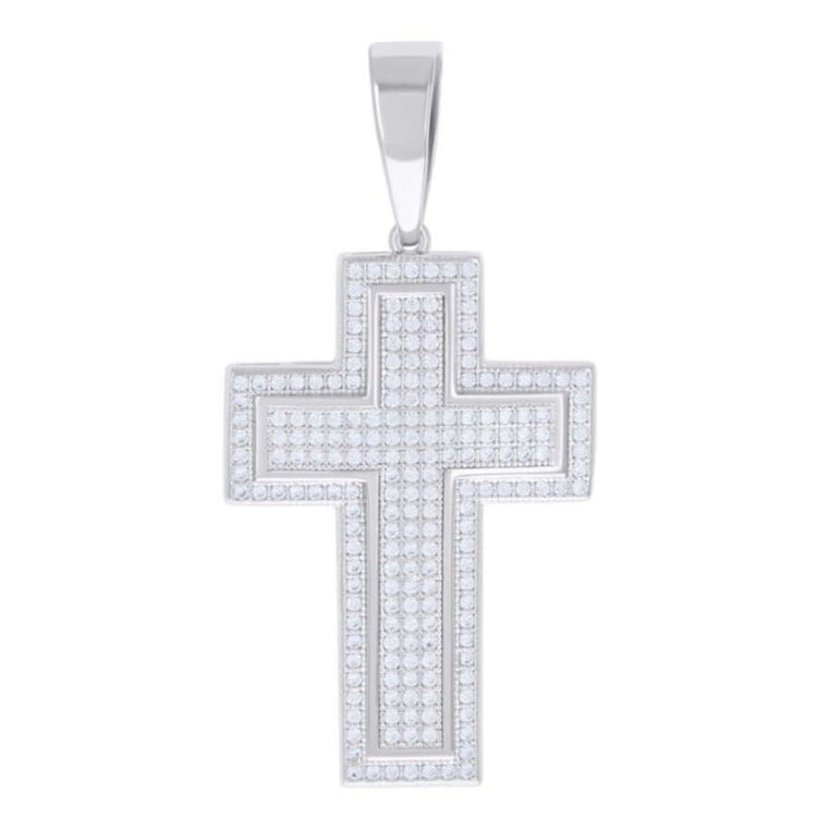 The Sterling Silver Cross Moissanite Charm Pendant features a smooth bail and is hypoallergenic, making it ideal jewelry for sensitive skin.