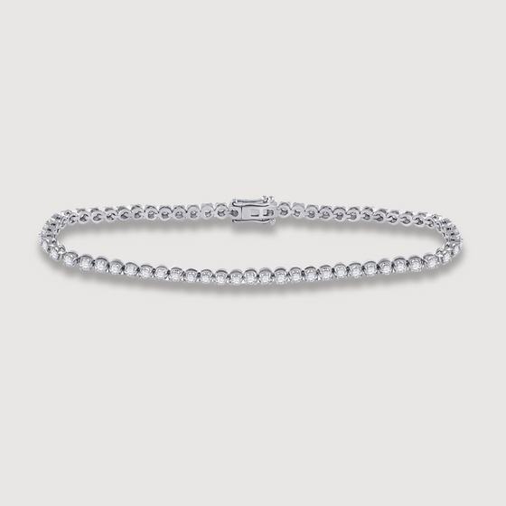 Product image of Studded Tennis Bracelet with 2ct natural diamonds in 10k solid white gold | GOLDZENN 