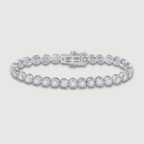 Product Image of Studded Tennis Bracelet with 7ct Natural Diamonds in 14k White Gold | GOLDZENN 