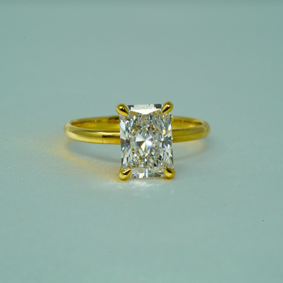 Chloë 2.08ct Radiant Lab Diamond Solitaire Engagement Ring - 14k Solid Yellow Gold