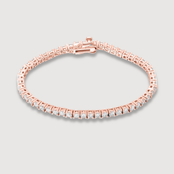 Tennis Bracelet with Lab Grown Diamonds in 14k Solid Rose Gold. Available in 1.75mm-5mm Widths | GOLDZENN