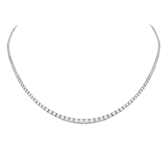 4CTW Round Diamond Studded Tennis Ladies Necklace - 14K White Gold