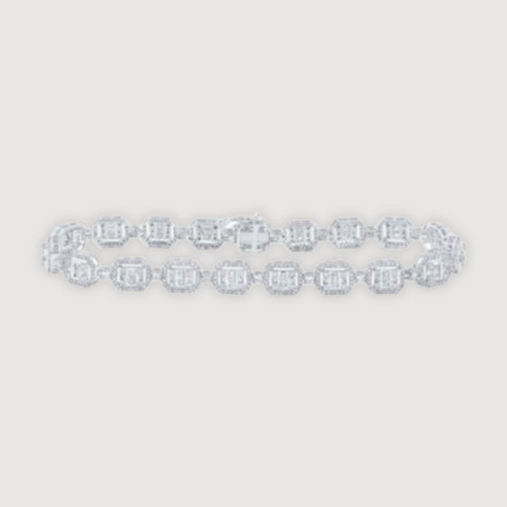 4-1/2CTW Baguette Diamond Link Bracelet- 10K Gold