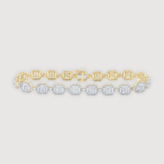 4-1/2CTW Baguette Diamond Link Bracelet- 10K Gold