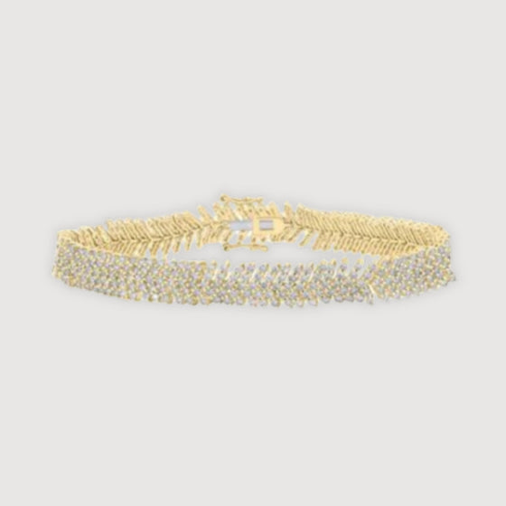 7-1/5CTW Round Diamond Prong Fashion Ladies Bracelet- 10K Gold