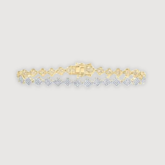 2-1/4CTW Diamond Fashion Clover Ladies Bracelet- 10K Gold