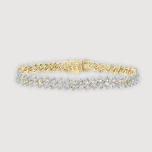  7-5/8CTW Round Diamond Straight  Cuban Link Bracelet- 14K Gold