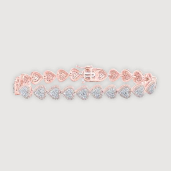 2-5/8CTW Round Diamond Heart Nicoles Dream Collection Bracelet- 10K Gold