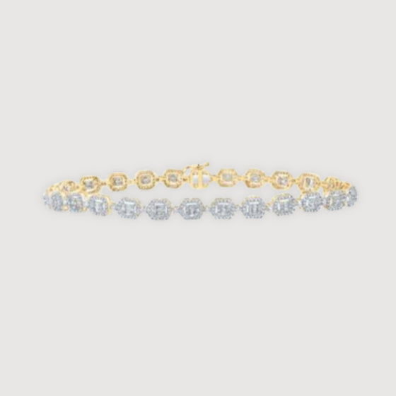 2-7/8CTW Baguette Diamond Geometric Link Bracelet- 14K Gold