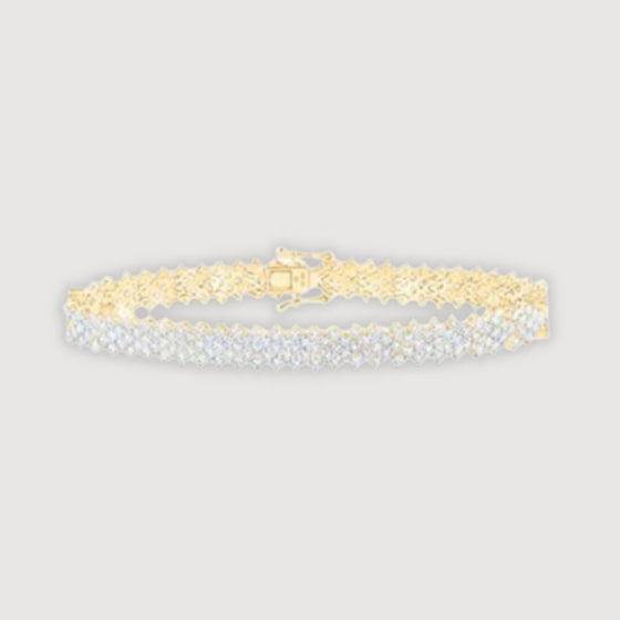 7-3/8CTW Diamond Fashion Ladies Bracelet- 10K Yellow Gold