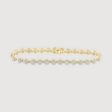  3-7/8CTW Round Diamond Flower Cluster Link Bracelet- 10K Yellow Gold