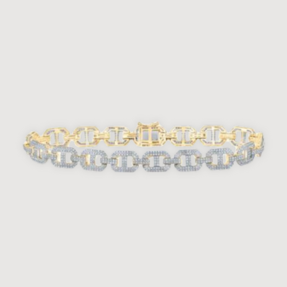 3-1/4CTW Round Diamond Fashion Link Bracelet- 10K Yellow Gold