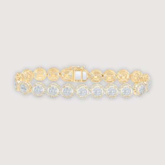 5- 1/4CTW Diamond Fashion Round Bracelet- 8.5" 10K Yellow Gold