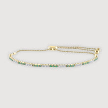  3/4CTW Round Emerald Diamond Bolo Bracelet- 14K Gold