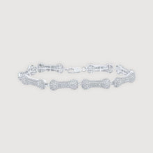  5-1/4CTW Round Diamond Dog Bone Ladies Fashion Bracelet- 10K White Gold