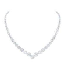  5CTW Diamond Fashion Flower Ladies Necklace - 17" 14K White Gold