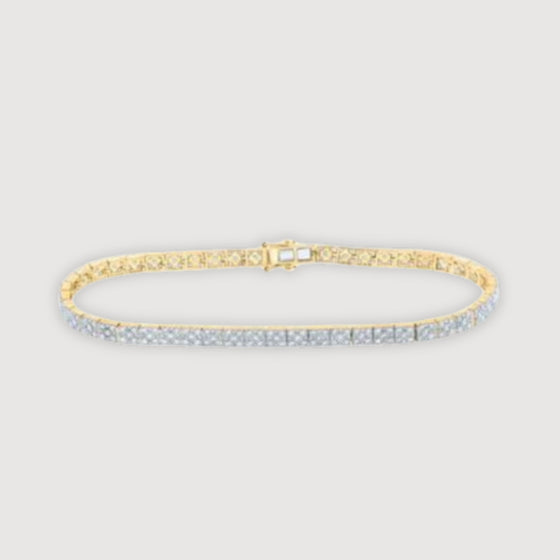 4-1/3CTW Round Diamond Single Row Link Bracelet- 14K Yellow Gold