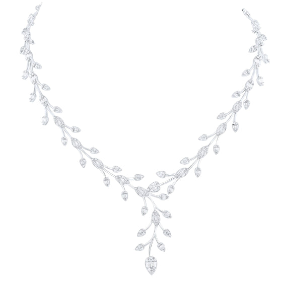 6-3/4CTW Diamond Ana M Pave Fashion Ladies Necklace 14K White Gold