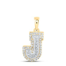  1/6CTW Round Diamond J Initial Letter Nicoles Dream Collection Pendant- 10k Two Tone Gold