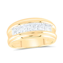  1CTW Round Diamond Wedding Channel Set Men's Band Ring - 14k Yellow Gold