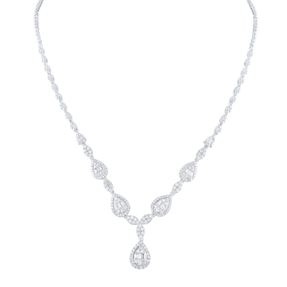 4-1/4CTW Diamond Ana M Fashion Ladies Necklace -17"-  14K White Gold