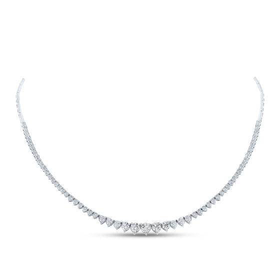 4-1/2CTW Round Diamond Graduated Cocktail Fashion Ladies Necklace -17"-  14K White Gold