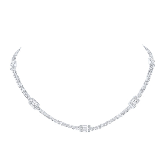 5-3/4CTW Diamond Fashion Ladies Necklace -16"-  14K White Gold