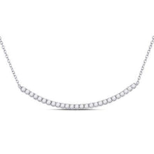  3/4CTW Round Diamond Fashion Curved Bar Necklace - 17" 14K White Gold