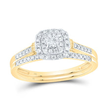  1/3CTW Diamond Cushion Double Halo Bridal Engagement Wedding Ring Set- 14K Yellow Gold