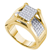  1-1/2CTW Princess Diamond Cluster Bridal Engagement Wedding Ring Set- 14K Yellow Gold