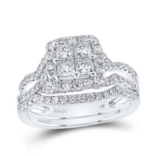  1-1/2CTW Princess Diamond Square Bridal Wedding Engagement Ring Invisible Set- 14K White Gold