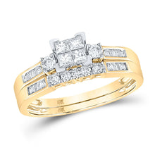  1/2CTW Princess Diamond Bridal Wedding Engagement Ring Set - 10K Yellow Gold