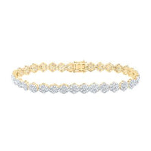  11-1/2CTW Round Diamond Cluster Bracelet- 14K Yellow Gold