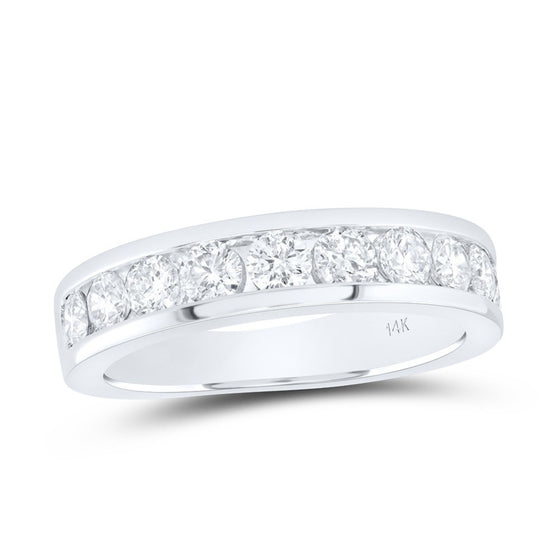 1-3/4CTW Round Diamond Single Row Anniversary Wedding Engagement Ring Band - 14K White Gold