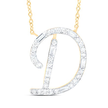  1/5CTW Diamond Initial "D" Fashion Baguette Necklace - 18" 10K Yellow Gold
