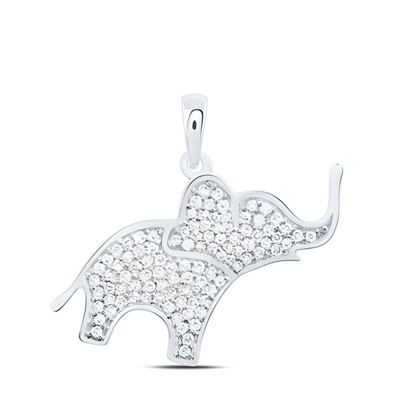 1/3CTW Diamond Gift Elephant Fashion Pendant- 10k White Gold