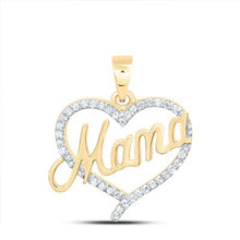  1/6CTW Diamond Gift Mama Heart Women's Pendant  - 10k Yellow Gold