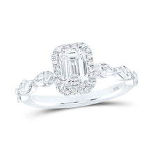  1-3/4CTW Marquise Diamond 1CTW Emerald Round Bridal Wedding Engagement Ring- 14K White Gold