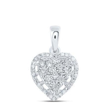  1/8CTW Diamond Gift Heart Women's Pendant  - 10k White Gold