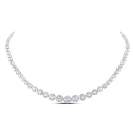 8-1/5CTW Diamond Fashion Ladies Necklace - 14K White Gold